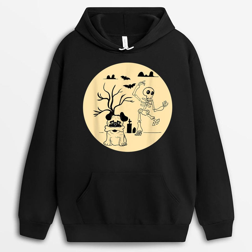 Funny Pug Halloween Costume Skeleton Bone Pet Dog Owners T-Shirt
