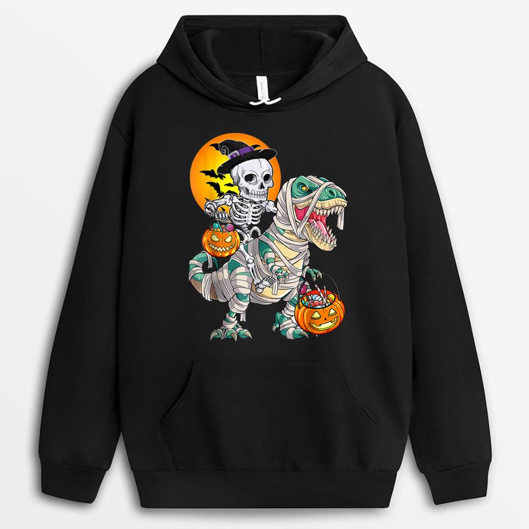 Funny halloweenkeleton Riding Mummy T-Shirt